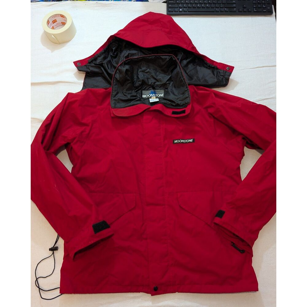 Vintage Moonstone Gore-Tex Jacket Mens L Red Rain Shell Hooded